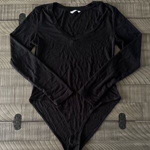 Black V-Neck Cheeky Bodysuit